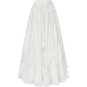 Women's Renaissance Skirt High Waist Ruffle Flowy White